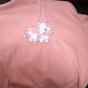 Pink strawberry cow hoddie